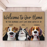 Our Home Runs On Love - Dog & Cat Personalized Custom Home Decor Decorative Mat - House Warming Gift For Dog Lovers, Cat Lovers