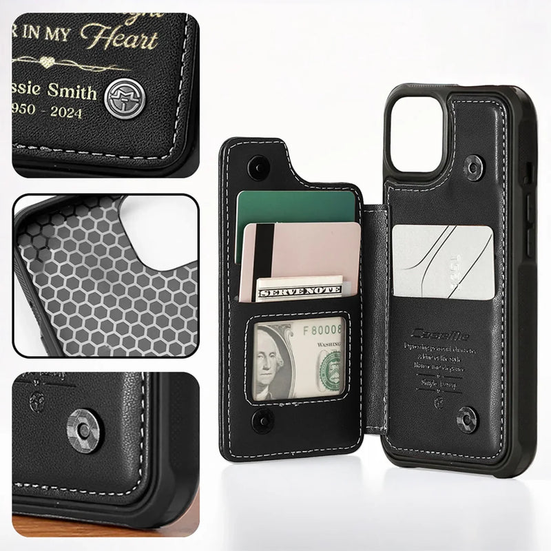 Custom Photo Always Remembered, Deeply Missed - Memorial Personalized Custom Leather Flip Wallet Phone Case - Sympathy Gift For Family Members