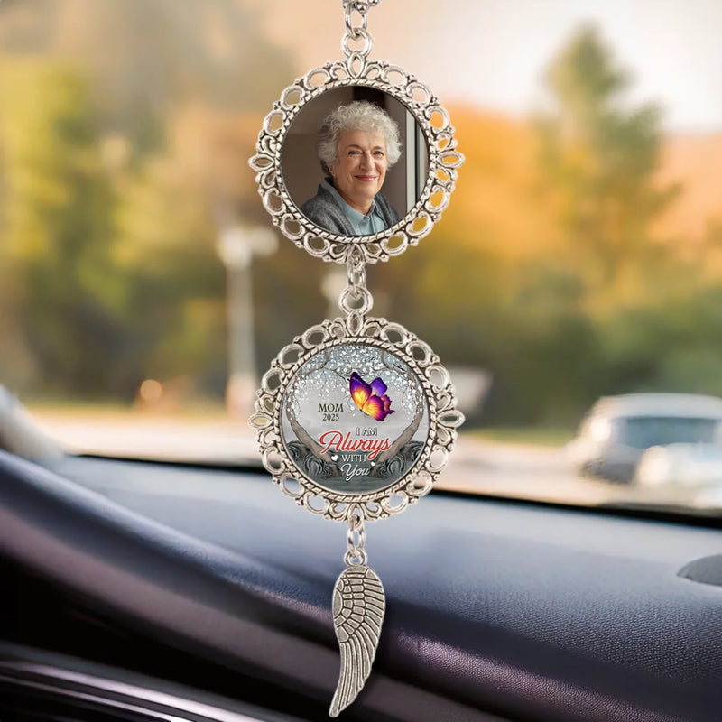 Custom Photo Cherish Memories That Connect Us All - Memorial Personalized Custom Metal Car Hanging Ornament With Charm - Sympathy Gift For Family Members