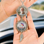 Custom Photo Cherish Memories That Connect Us All - Memorial Personalized Custom Metal Car Hanging Ornament With Charm - Sympathy Gift For Dad, Grandpa, Grandparent