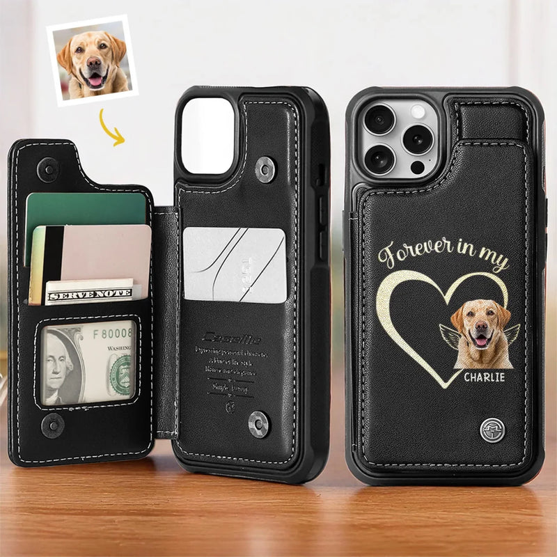 Custom Photo Forever My Companion - Memorial Personalized Custom Leather Flip Wallet Phone Case - Sympathy Gift For Pet Owners, Pet Lovers