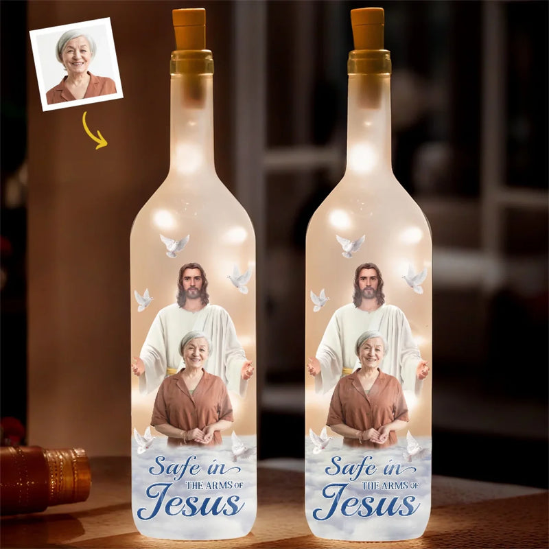 Custom Photo Held By God, Remembered By Me - Memorial Personalized Custom Bottle Lamp - Sympathy Gift For Family
