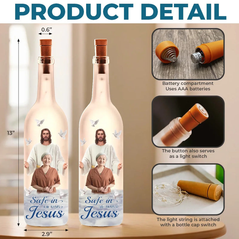 Custom Photo Held By God, Remembered By Me - Memorial Personalized Custom Bottle Lamp - Sympathy Gift For Family