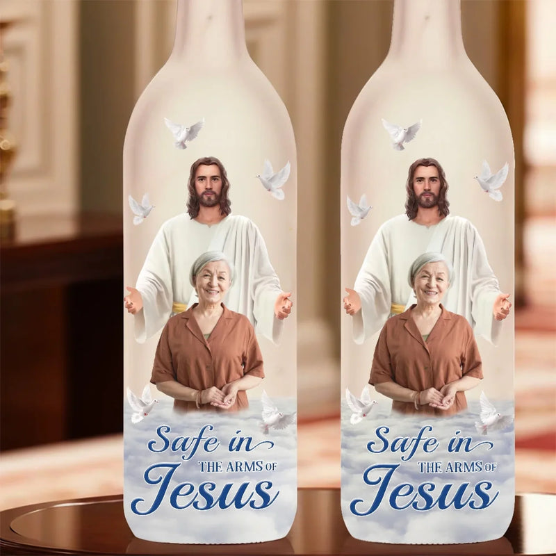 Custom Photo Held By God, Remembered By Me - Memorial Personalized Custom Bottle Lamp - Sympathy Gift For Family