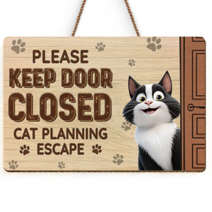 Plotting My Great Escape - Cat Personalized Custom Home Decor Wood Sign - House Warming Gift For Pet Owners, Pet Lovers