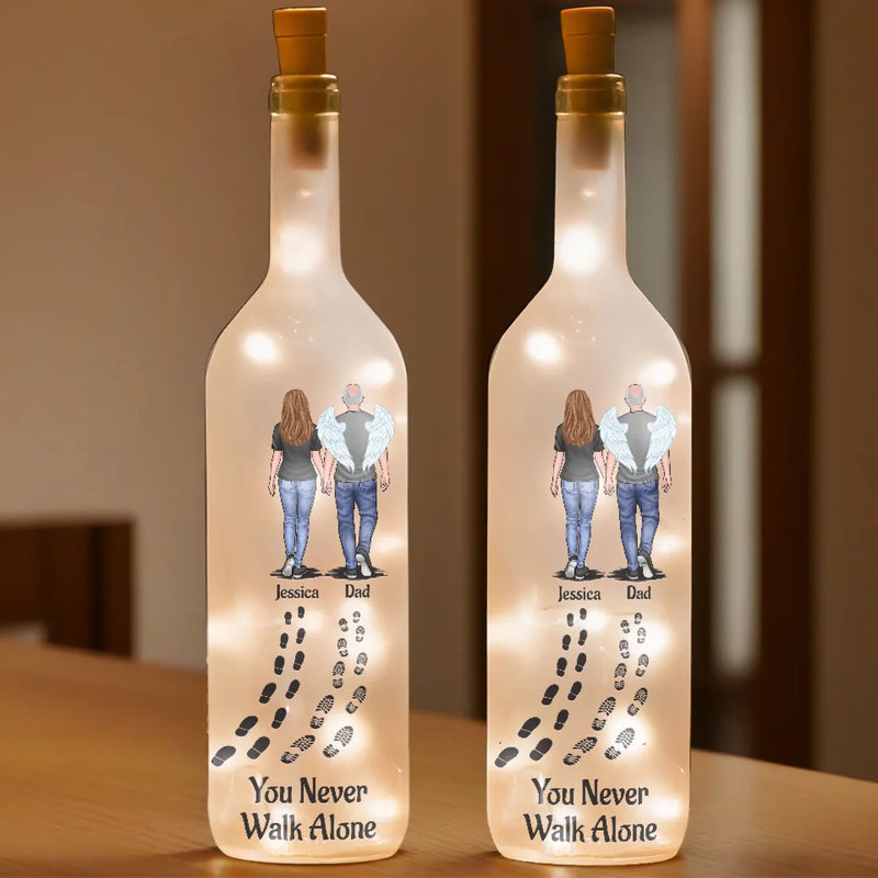 You Never Walk Alone - Memorial Personalized Custom Bottle Lamp - Sympathy Gift For Family Members