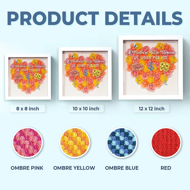 A Mother Is Like A Flower, Each One Beautiful And Unique - Family Personalized Custom Flower Shadow Box - Gift For Mom, Grandma