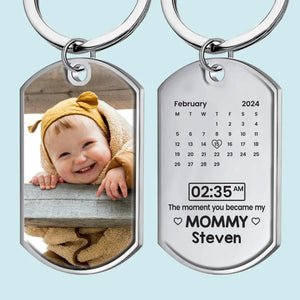 Photo personnalisée « Le moment où tu es devenue ma maman » - Porte-clés personnalisé pour la famille - Cadeau pour la fête des mères, la baby shower, la première maman