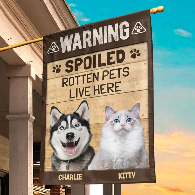 Custom Photo Happiness Is A Wagging Tail - Dog & Cat Personalized Custom Flag - Gift For Pet Owners, Pet Lovers