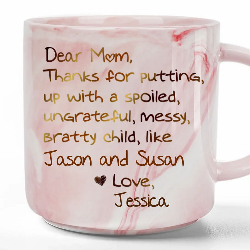 A Big Thank You, Mom - Family Personalized Custom Marble Mug - Gift For Mom, Grandma