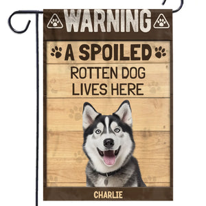 Photo personnalisée « Le bonheur est une queue qui remue » - Drapeau personnalisé pour chien et chat - Cadeau pour propriétaires et amoureux des animaux
