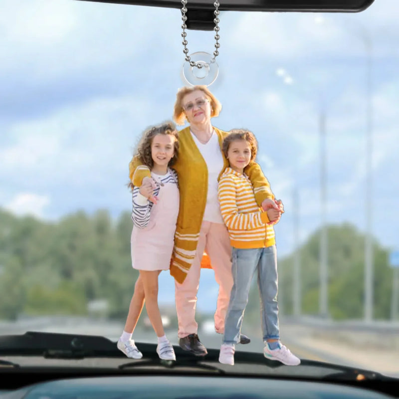 Custom Photo Drive Safe And Come Back To Us - Family Personalized Custom Car Ornament - Acrylic Custom Shaped - Gift For Mom, Grandma