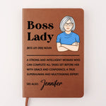 Boss Lady - Coworker Personalized Custom Leather Journal - Appreciation, Retirement Gift For Boss, Coworkers, Women - Work Friends, Colleagues