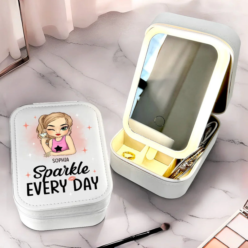 Shine Like You Mean It - Family Personalized Custom Jewelry Box LED Makeup - Gift For Yourself, Best Friends, Siblings, Family Members