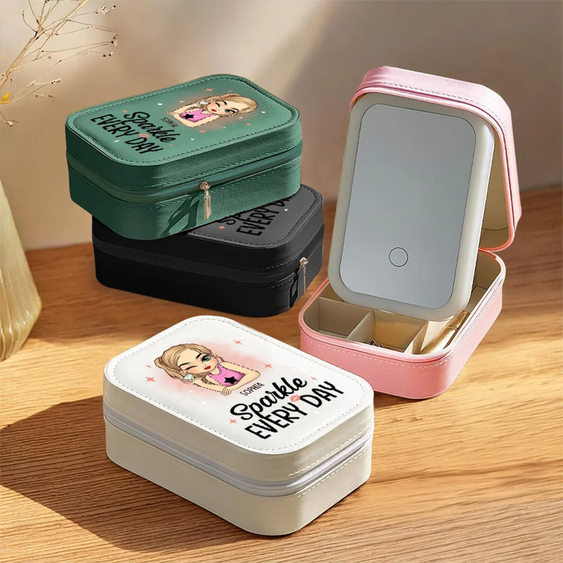 Shine Like You Mean It - Family Personalized Custom Jewelry Box LED Makeup - Gift For Yourself, Best Friends, Siblings, Family Members