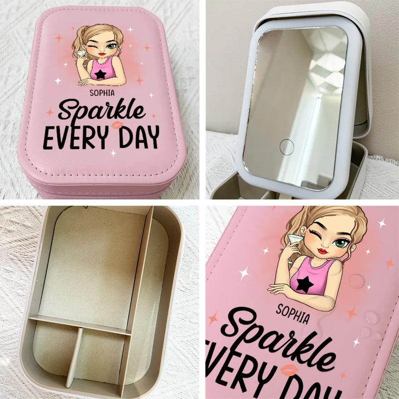 Shine Like You Mean It - Family Personalized Custom Jewelry Box LED Makeup - Gift For Yourself, Best Friends, Siblings, Family Members
