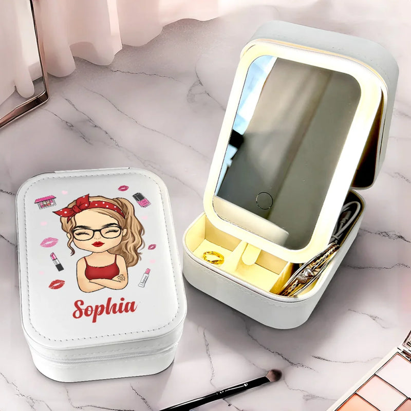 Radiate Confidence, Kindness, And Joy - Family Personalized Custom Jewelry Box LED Makeup - Gift For Yourself, Best Friends, Siblings, Family Members