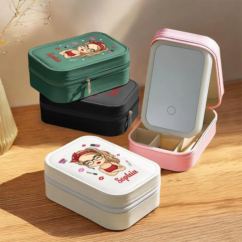 Radiate Confidence, Kindness, And Joy - Family Personalized Custom Jewelry Box LED Makeup - Gift For Yourself, Best Friends, Siblings, Family Members