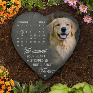 Photo personnalisée aimée au-delà des mots, regrettée au-delà de toute mesure - Pierre commémorative personnalisée en forme de cœur - Cadeau de condoléances pour les propriétaires et les amoureux des animaux