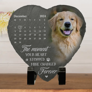 Photo personnalisée aimée au-delà des mots, regrettée au-delà de toute mesure - Pierre commémorative personnalisée en forme de cœur - Cadeau de condoléances pour les propriétaires et les amoureux des animaux