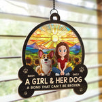 Unbreakable Bond, Forever Shining - Dog Personalized Window Hanging Suncatcher Ornament - Gift For Dog Lovers, Kids, Daughters