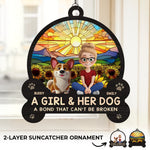Unbreakable Bond, Forever Shining - Dog Personalized Window Hanging Suncatcher Ornament - Gift For Dog Lovers, Kids, Daughters