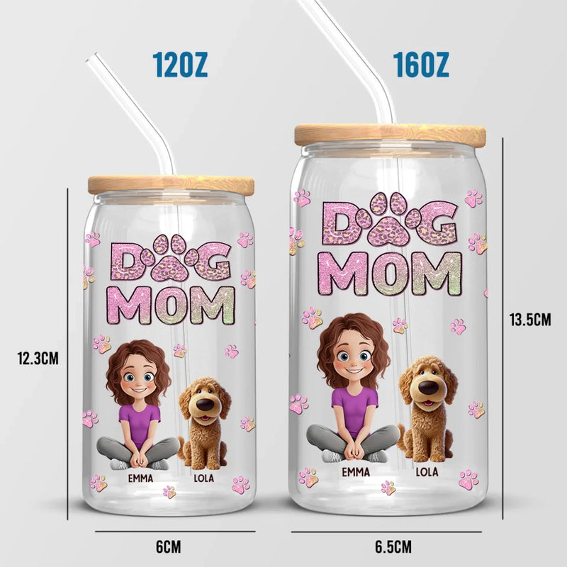 Fur Mama And Loving It - Dog & Cat Personalized Custom Glass Cup, Iced Coffee Cup -  Gift For Pet Owners, Pet Lovers