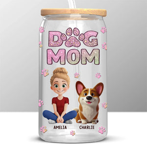 Maman à fourrure et j'adore ça ! Tasse en verre personnalisée pour chien et chat, tasse à café glacé ! Cadeau pour propriétaires et amoureux des animaux