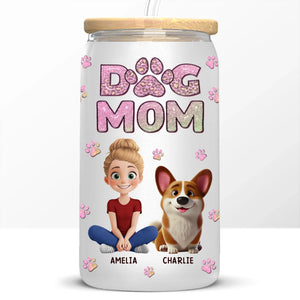 Maman à fourrure et j'adore ça ! Tasse en verre personnalisée pour chien et chat, tasse à café glacé ! Cadeau pour propriétaires et amoureux des animaux