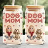Happiness Is A Wagging Tail - Dog & Cat Personalized Custom Glass Cup, Iced Coffee Cup -  Gift For Pet Owners, Pet Lovers