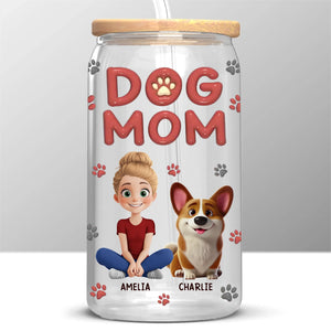 Le bonheur est une queue qui remue – Tasse en verre personnalisée pour chien et chat, tasse à café glacé – Cadeau pour propriétaires d'animaux et amoureux des animaux