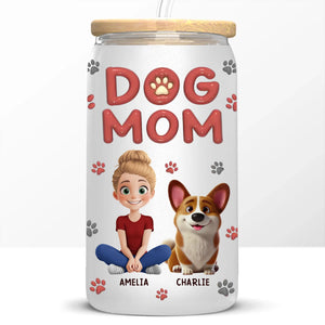 Le bonheur est une queue qui remue – Tasse en verre personnalisée pour chien et chat, tasse à café glacé – Cadeau pour propriétaires d'animaux et amoureux des animaux