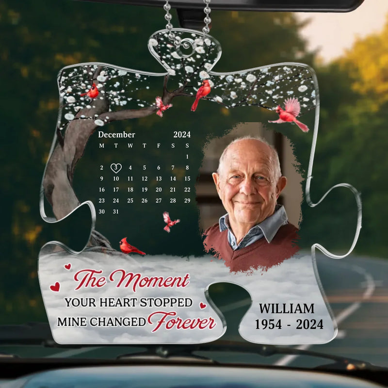 Custom Photo Though You Are Gone, Your Love Remains - Memorial Personalized Custom Car Ornament - Acrylic Custom Shaped - Sympathy Gift For Family Members