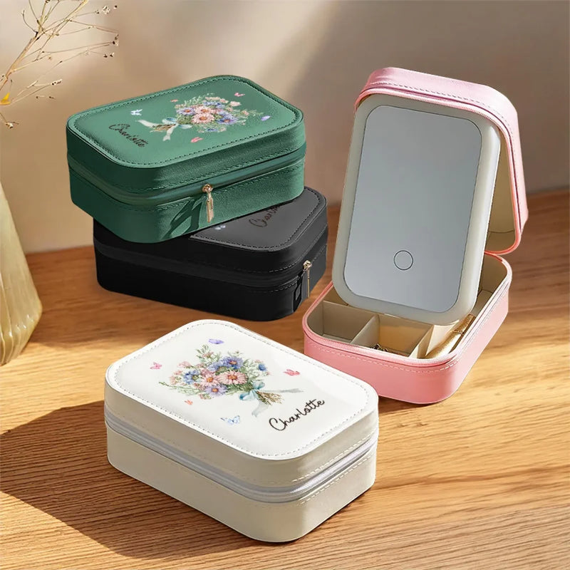Flowers Grow, And So Will You - Family Personalized Custom Jewelry Box LED Makeup - Gift For Women