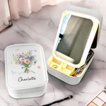 Flowers Grow, And So Will You - Family Personalized Custom Jewelry Box LED Makeup - Gift For Women