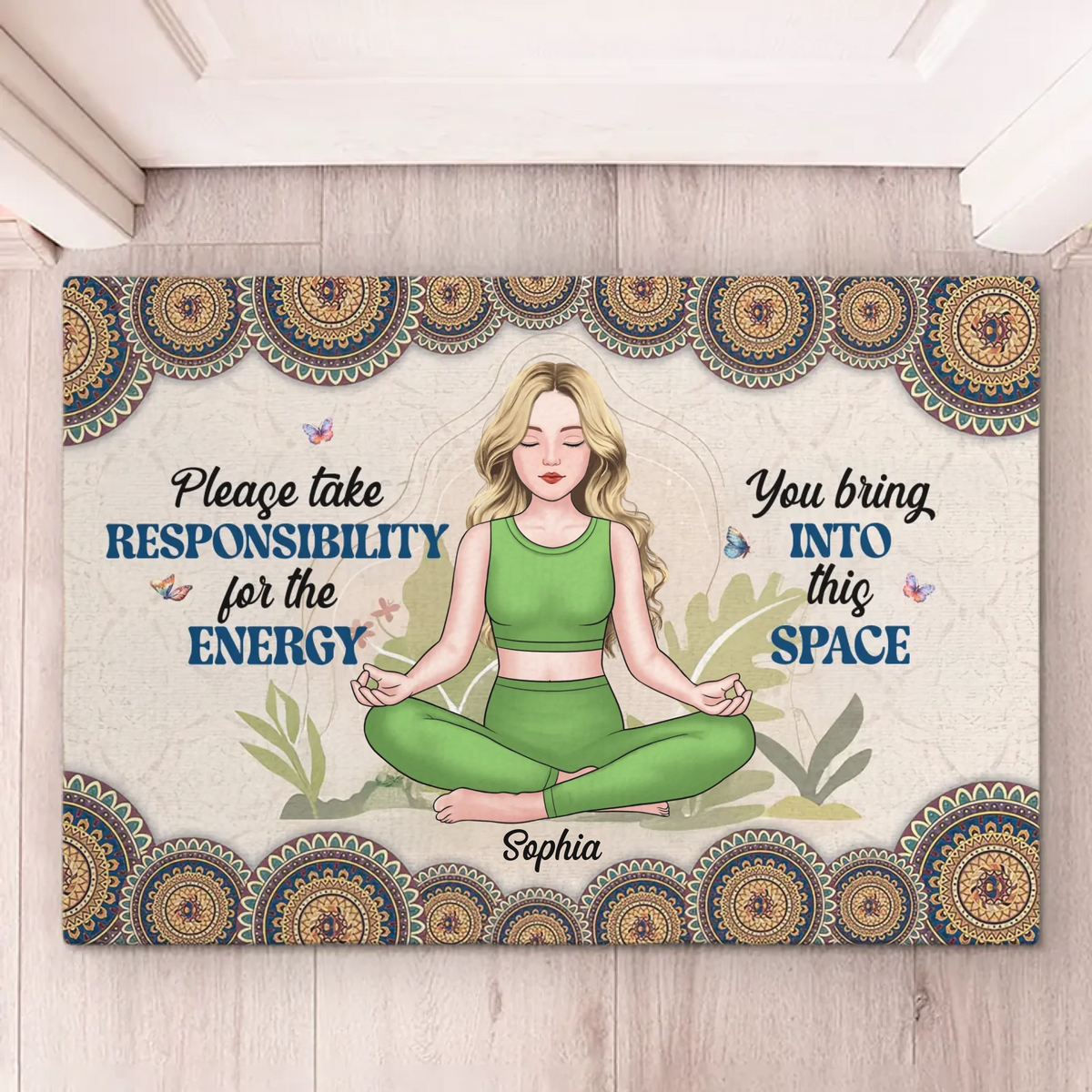 Breathe Deeply, Live Fully - Yoga Personalized Custom Home Decor Decorative Mat - House Warming Gift For Yoga Lovers