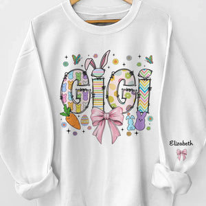 Grand-mère, le cœur de notre famille - Sweat-shirt unisexe personnalisé avec motif sur la manche - Cadeau pour maman et grand-mère