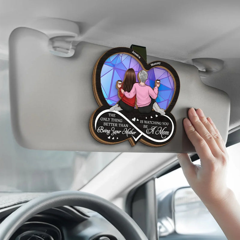 A Mother’s Love Knows No Limits - Family Personalized Custom Car Visor Clip - Gift For Mom, Daughter, New Moms