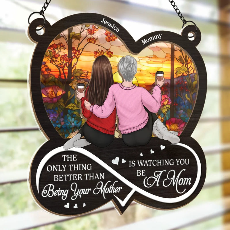 A Daughter, A Mother, A Beautiful Journey - Family Personalized Window Hanging Suncatcher Ornament - Gift For Mom, Daughter