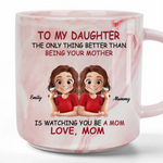 Her Love Is My Greatest Strength - Family Personalized Custom Marble Mug - Gift For Daughter, Mom