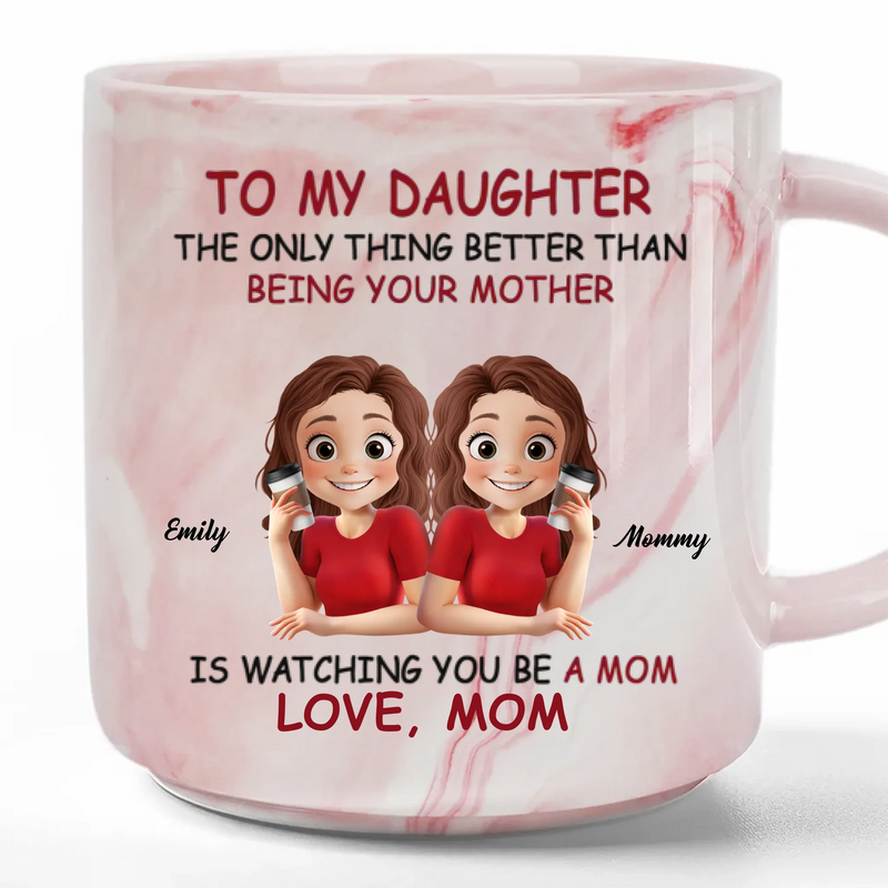 Her Love Is My Greatest Strength - Family Personalized Custom Marble Mug - Gift For Daughter, Mom