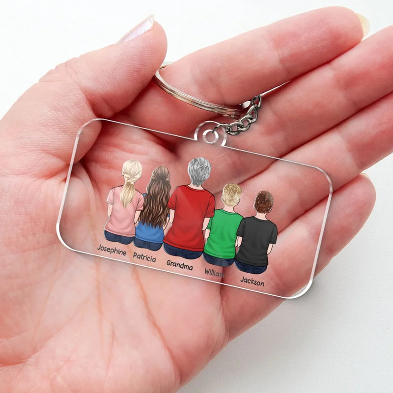 The Heartbeat Of The Family Begins With Grandma’s Love - Family Personalized Custom Shaped Acrylic Keychain - Gift For Mom, Grandma