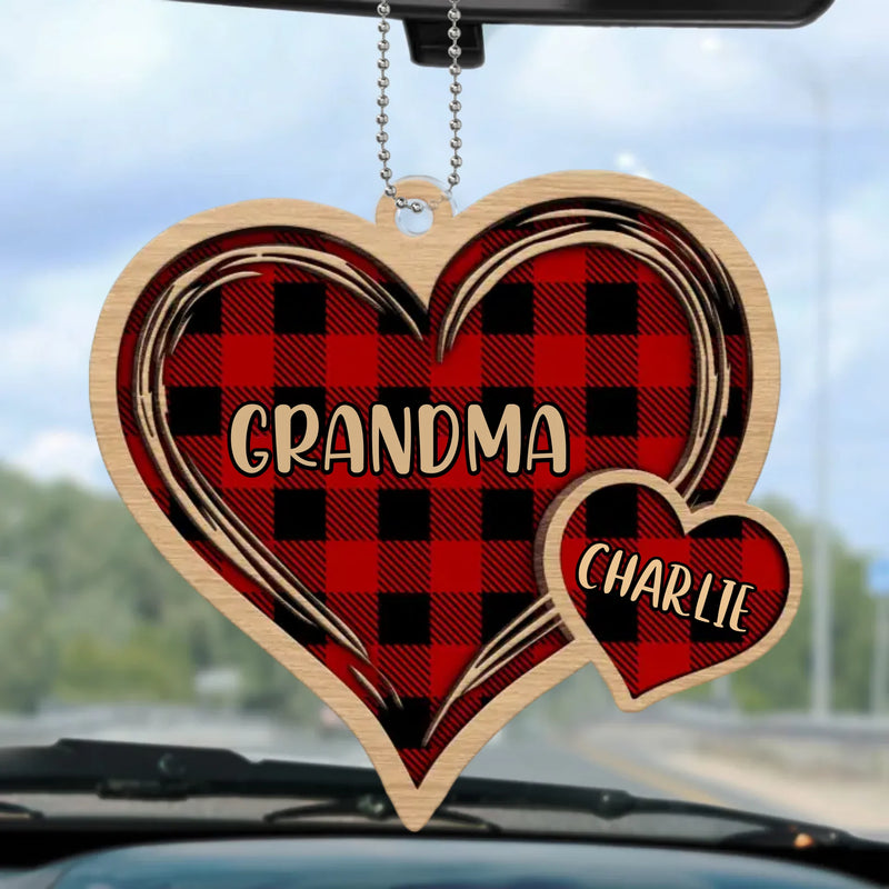 A Grandmother’s Heart Is A Home Where Love Never Fades - Family Personalized Custom Car Ornament - Acrylic Custom Shaped - Gift For Mom, Grandma