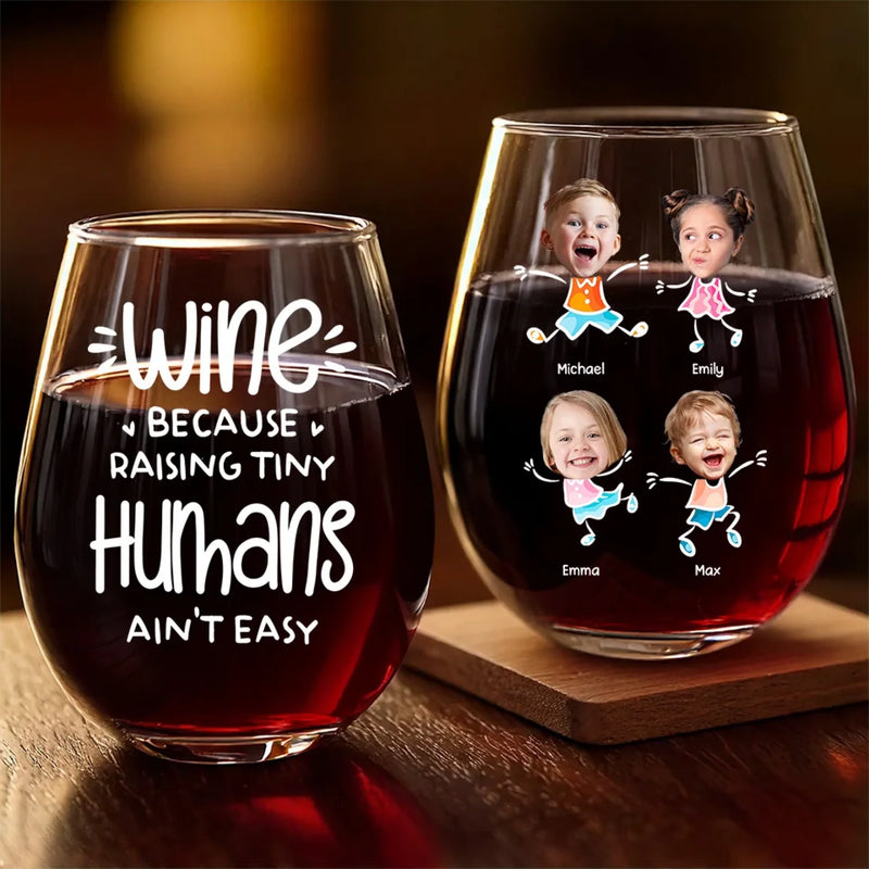 Custom Photo Perfect For The Mom Or Grandma Who Means The World To You - Family Personalized Custom Wine Glass - Gift For Mom, Grandma