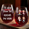 Custom Photo Perfect For The Woman Who Loves A Cozy Evening - Family Personalized Custom Wine Glass - Gift For Mom, Grandma