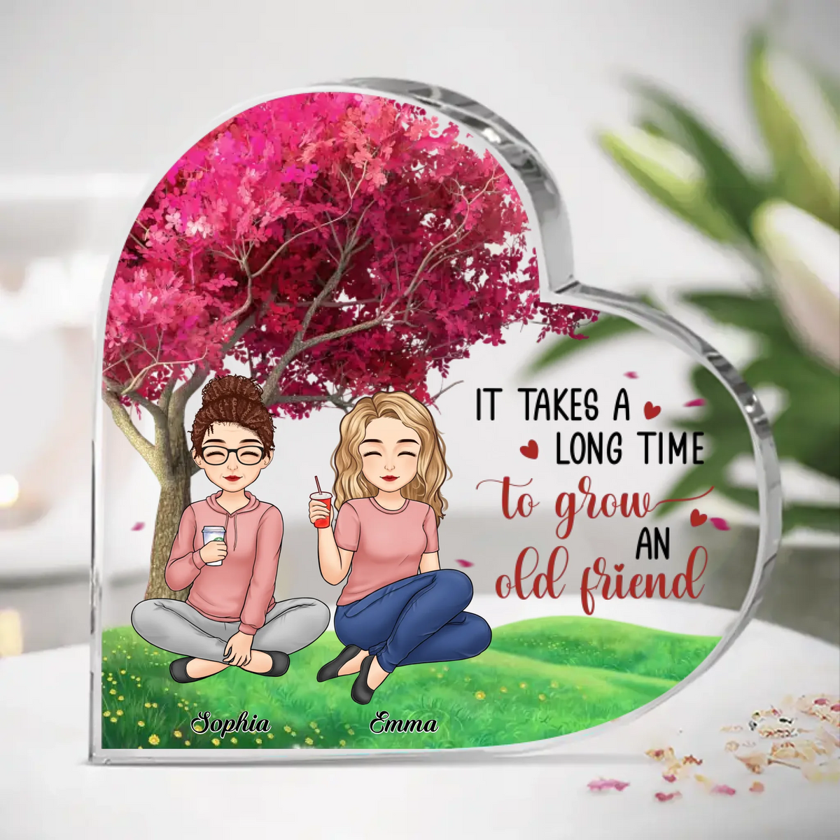 Where The Trees Whisper, Our Friendship Grows
 - Bestie Personalized Custom Heart Shaped Acrylic Plaque - Christmas Gift For Best Friends, BFF, Sisters
