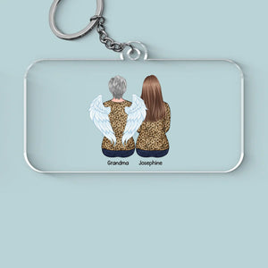 The Heartbeat Of The Family Begins With Grandma’s Love - Family Personalized Custom Shaped Acrylic Keychain - Gift For Mom, Grandma