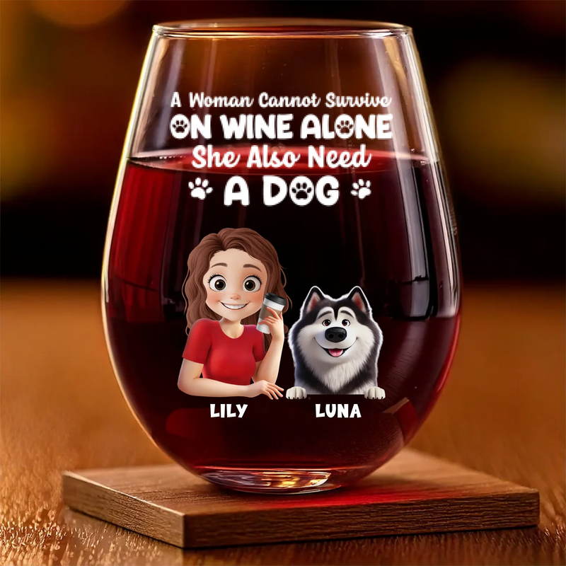 Raise A Glass, Wag A Tail - Dog Personalized Custom Wine Glass - Gift For Pet Owners, Pet Lovers
