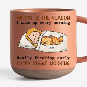 Mes animaux de compagnie sont la raison pour laquelle je me réveille chaque matin - Tasse en céramique imprimée personnalisée pour chien et chat - Cadeau pour les propriétaires d'animaux et les amoureux des animaux