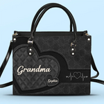 Grandma’s Love Is Endless - Family Personalized Custom Leather Handbag - Gift For Mom, Grandma